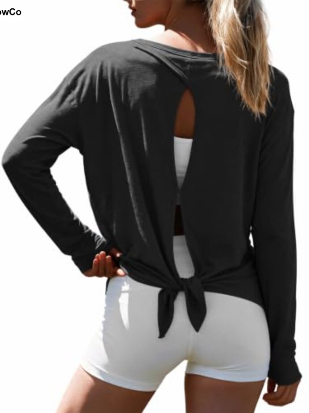 Long Sleeve Open Back Yoga Top High Stretch Athletic Shirt
